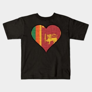 Sri Lankan Jigsaw Puzzle Heart Design - Gift for Sri Lankan With Sri Lanka Roots Kids T-Shirt